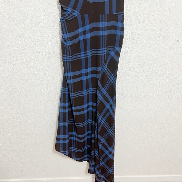 NWT A.L.C. Iggy Plaid Draped High-Neck Assymetrical Dress - Picture 10 of 11